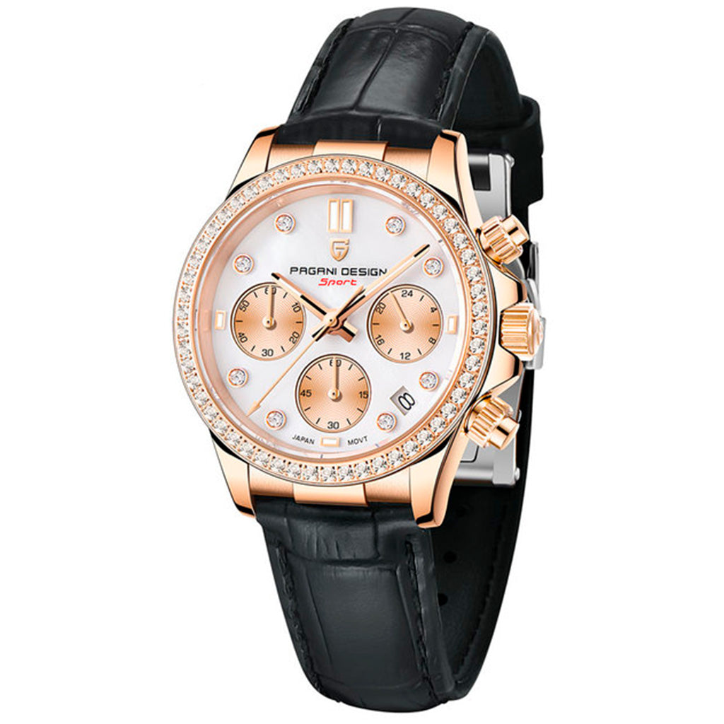 Relógio Feminino Pagani Design Daisy Gold Black — vista principal do relógio